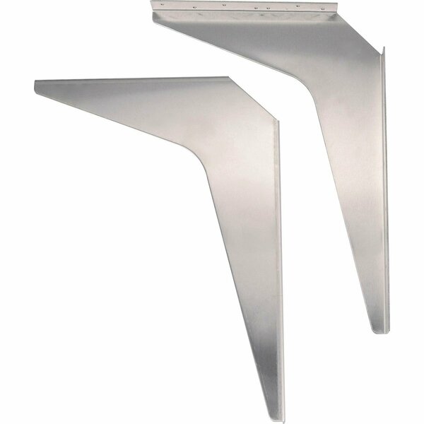 Global Industrial Wall Mount Brackets For 24in Deep ADA Locker Bench Top, Stainless Steel, Pair, 2PK 269865SS